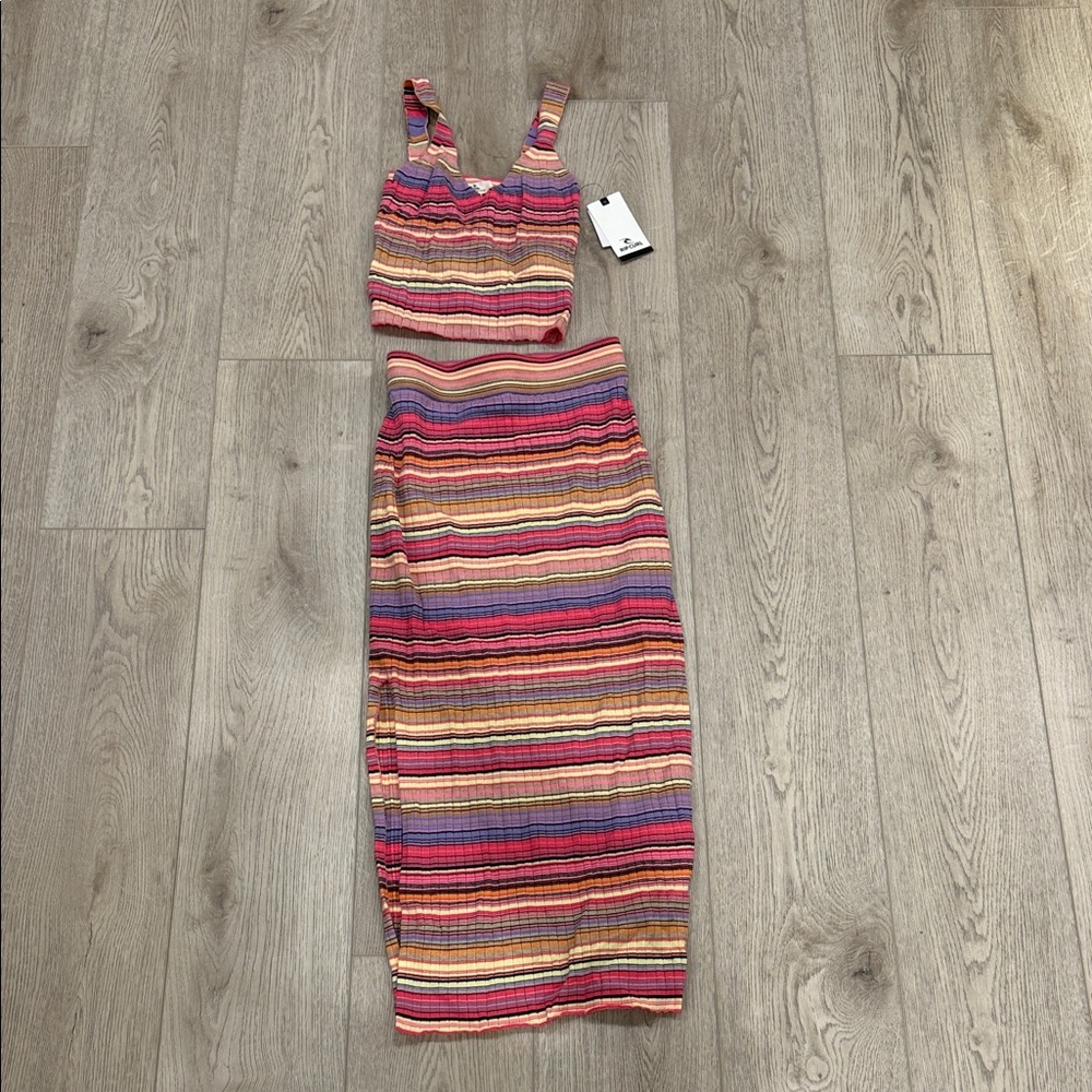 Striped Multicolor Sleeveless Dress set